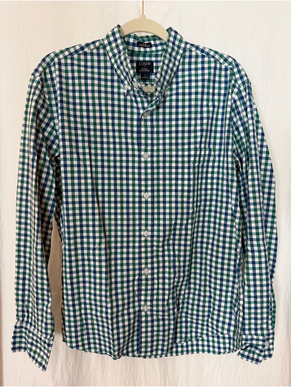 J. Crew Green and Blue Gingham Button-Down Shirt